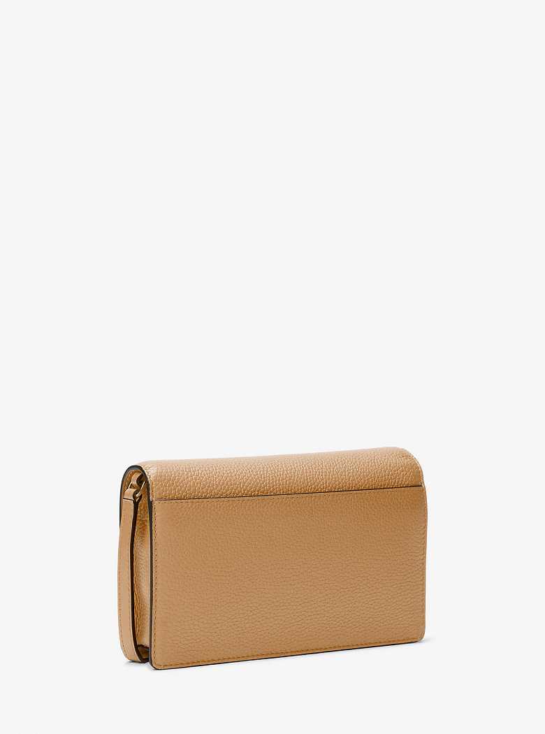 Michaelkors Jet Set Medium Pebbled Leather Front-Flap Marrom | SN-MK27178
