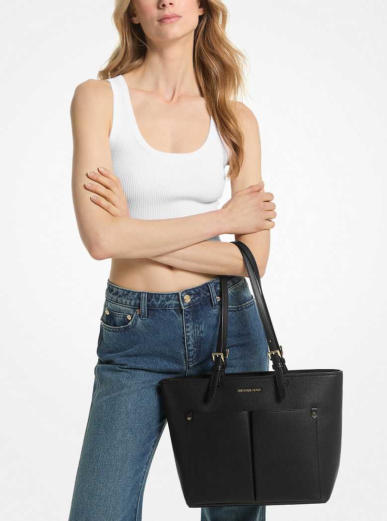 Michaelkors Jet Set Medium Pocket Pretas | SN-MK26785