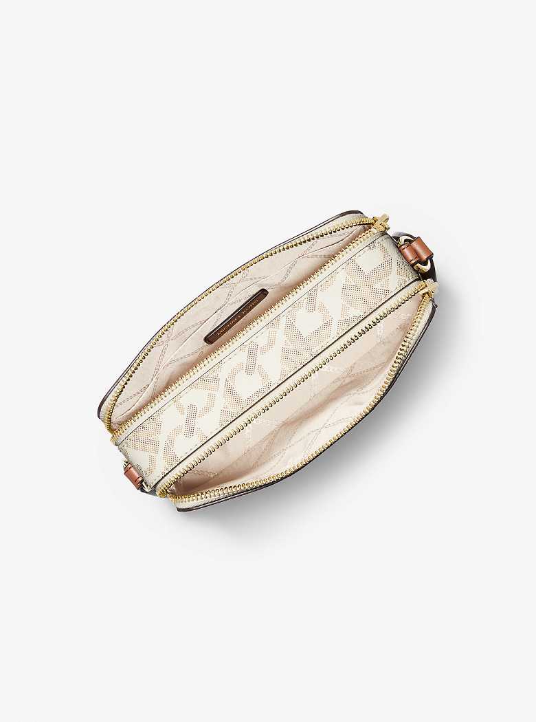 Michaelkors Jet Set Small Empire Signature Logo Stripe Double-Zip Luz Amarelas | SN-MK27119