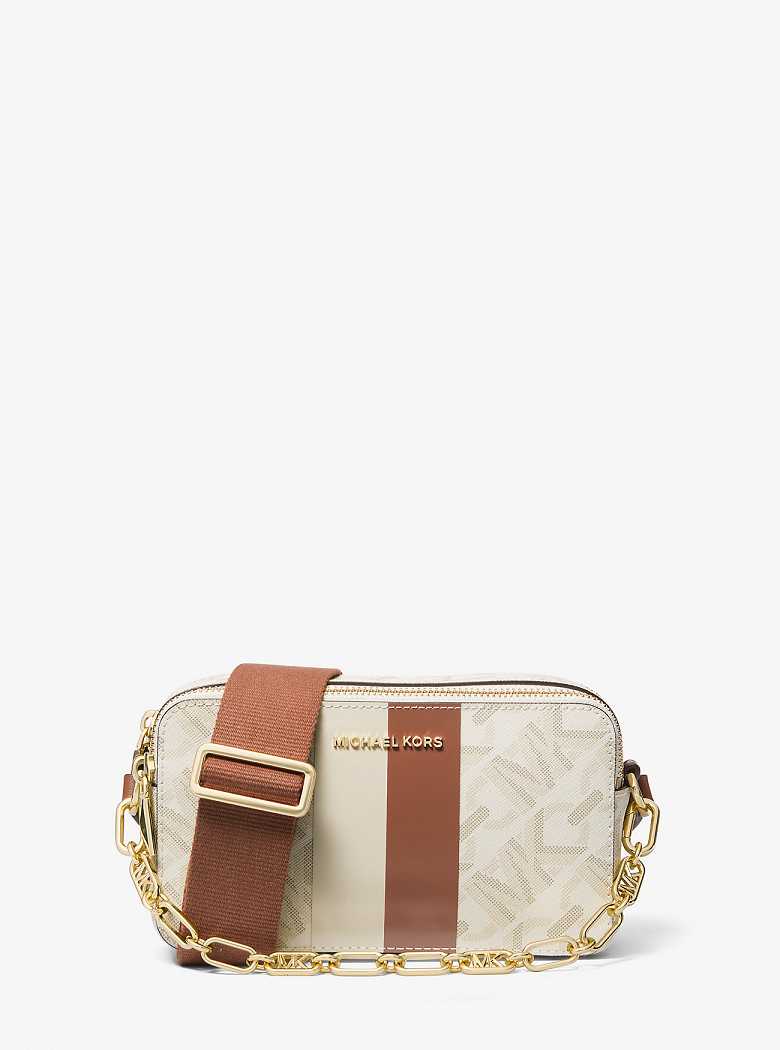 Michaelkors Jet Set Small Empire Signature Logo Stripe Double-Zip Luz Amarelas | SN-MK27119