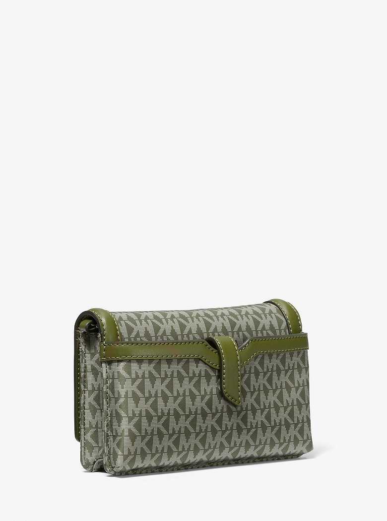 Michaelkors Jet Set Small Logo Print Woven Verde Oliva | SN-MK27207