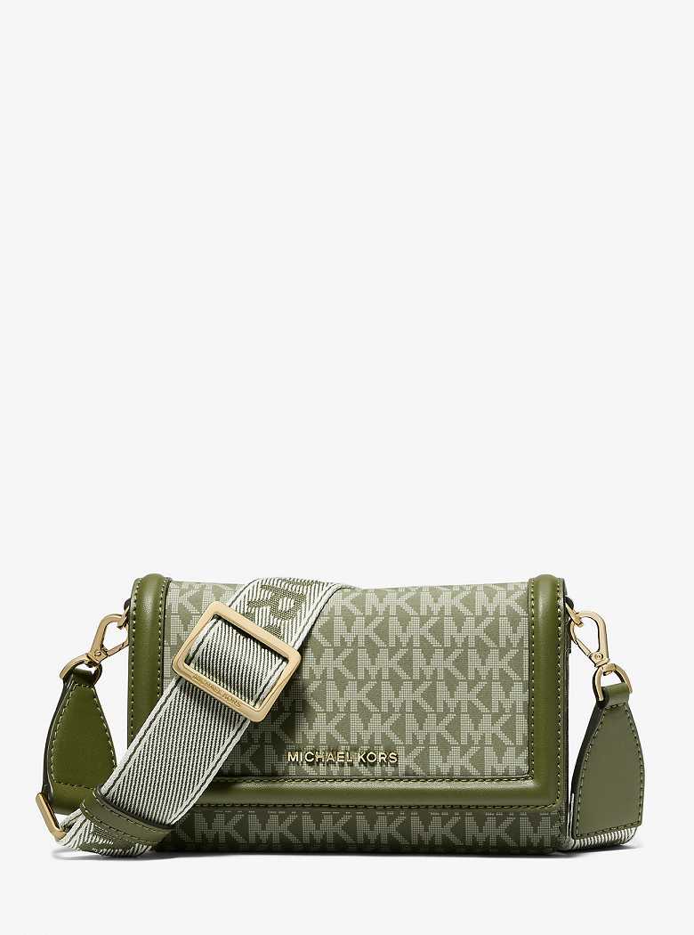 Michaelkors Jet Set Small Logo Print Woven Verde Oliva | SN-MK27207