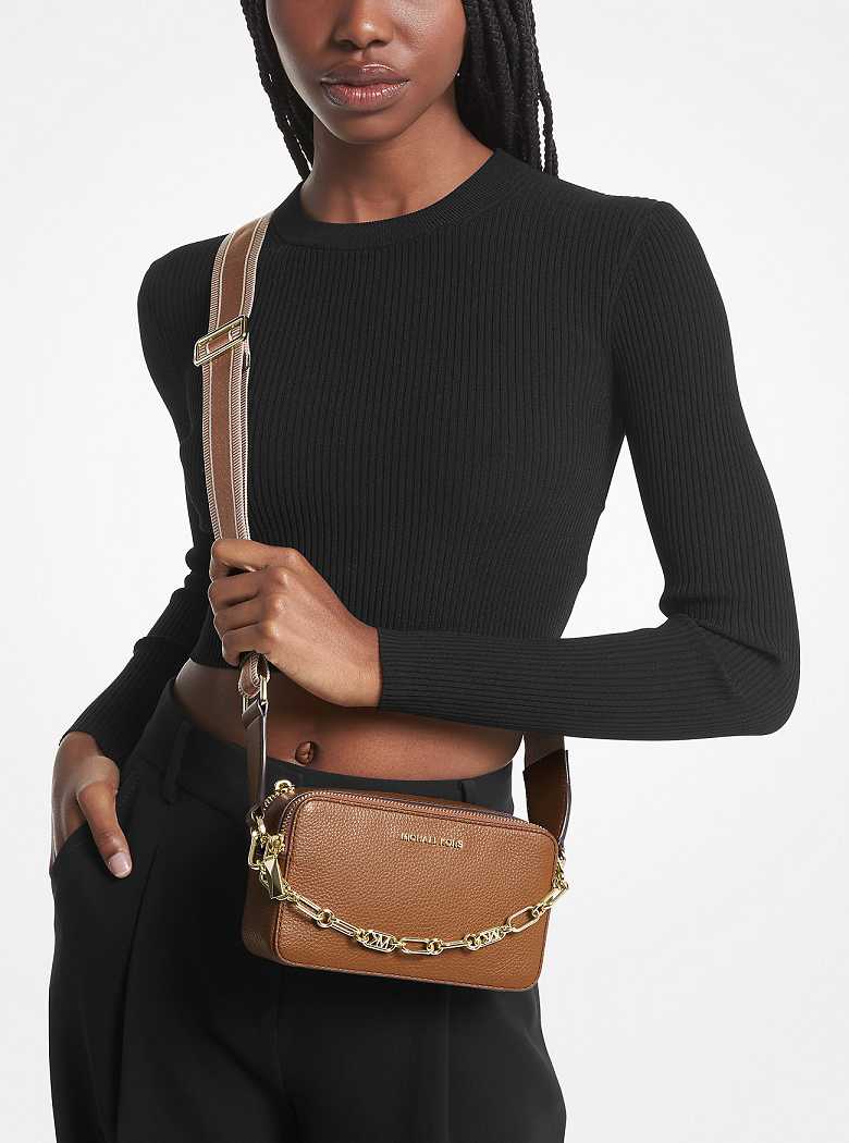 Michaelkors Jet Set Small Pebbled Leather Double Zip Marrom | SN-MK27209