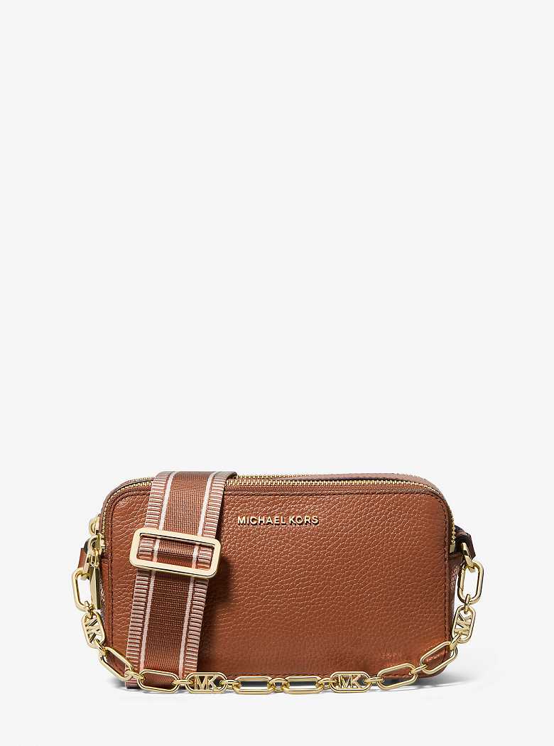 Michaelkors Jet Set Small Pebbled Leather Double Zip Marrom | SN-MK27209