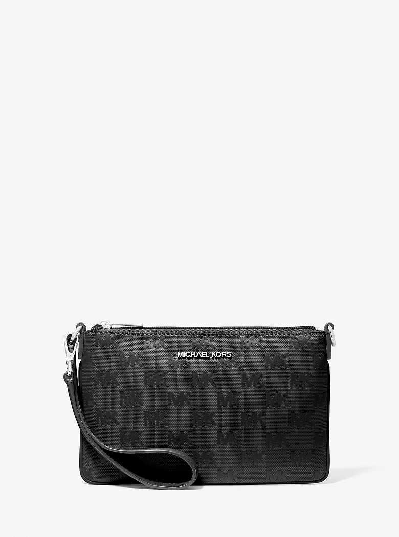 Michaelkors Jet Set Travel Small Woven Logo Nylon Pretas | SN-MK27175