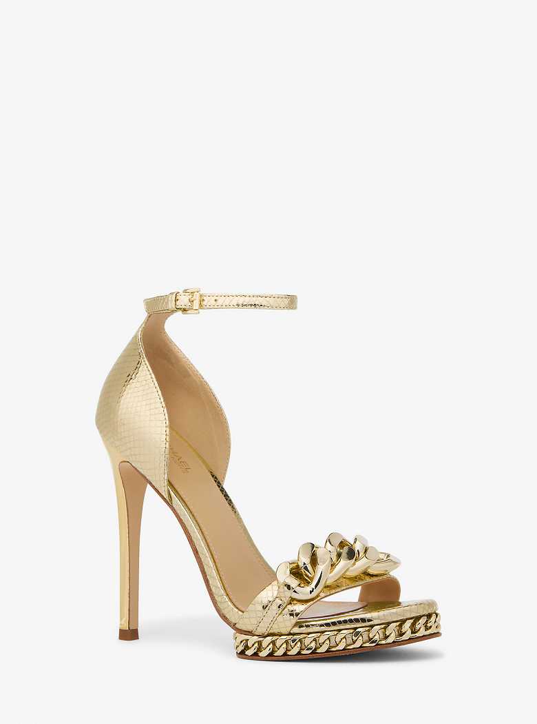 Michaelkors Jordyn Embellished Metallic Snake Embossed Douradas | SN-MK27546