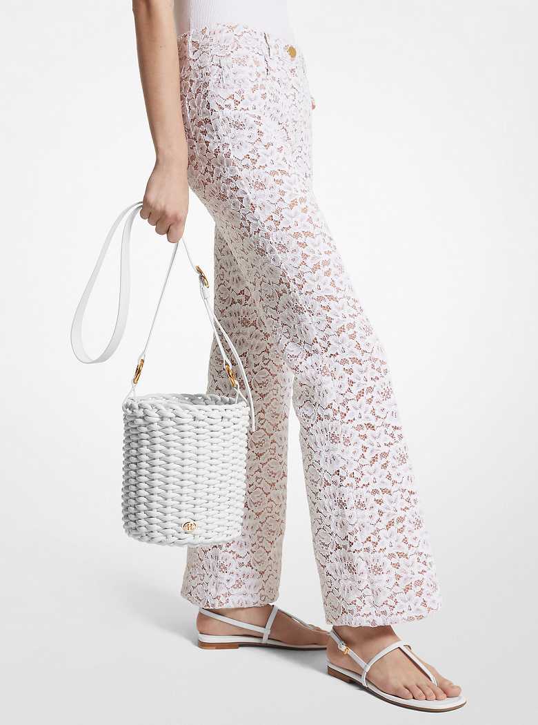 Michaelkors Julie Large Woven Leather Branco | SN-MK27374