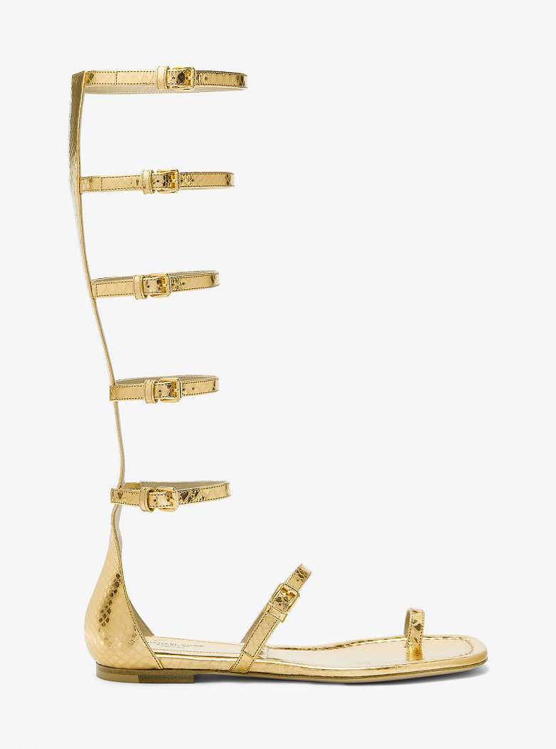 Michaelkors Juliette Metallic Python Embossed Leather Douradas | SN-MK27690