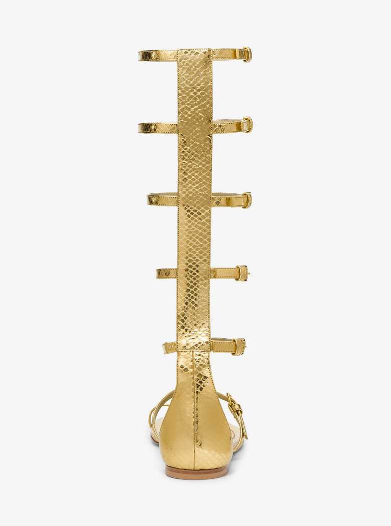 Michaelkors Juliette Metallic Python Embossed Leather Douradas | SN-MK27690
