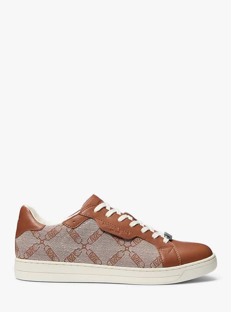 Michaelkors Keating Empire Logo Jacquard And Leather Marrom | SN-MK28250