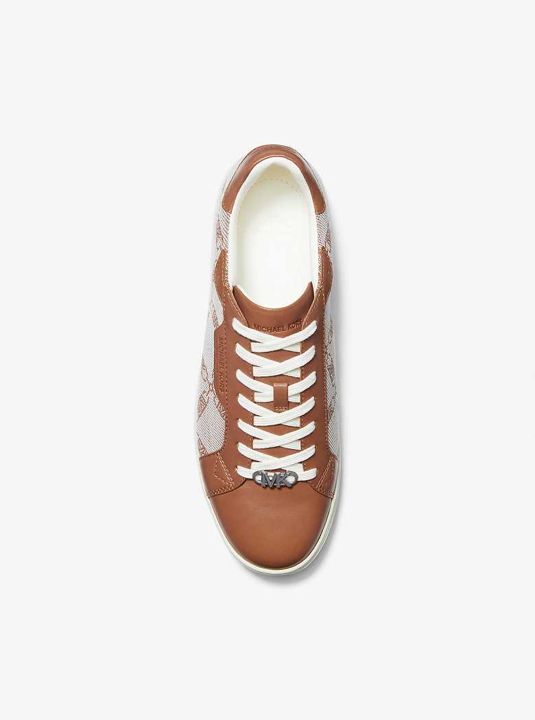Michaelkors Keating Empire Logo Jacquard And Leather Marrom | SN-MK28250