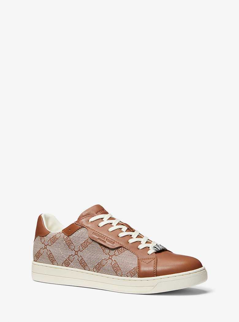 Michaelkors Keating Empire Logo Jacquard And Leather Marrom | SN-MK28250