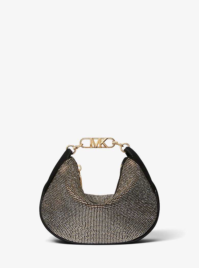 Michaelkors Kendall Small Embellished Suede Pretas | SN-MK27036