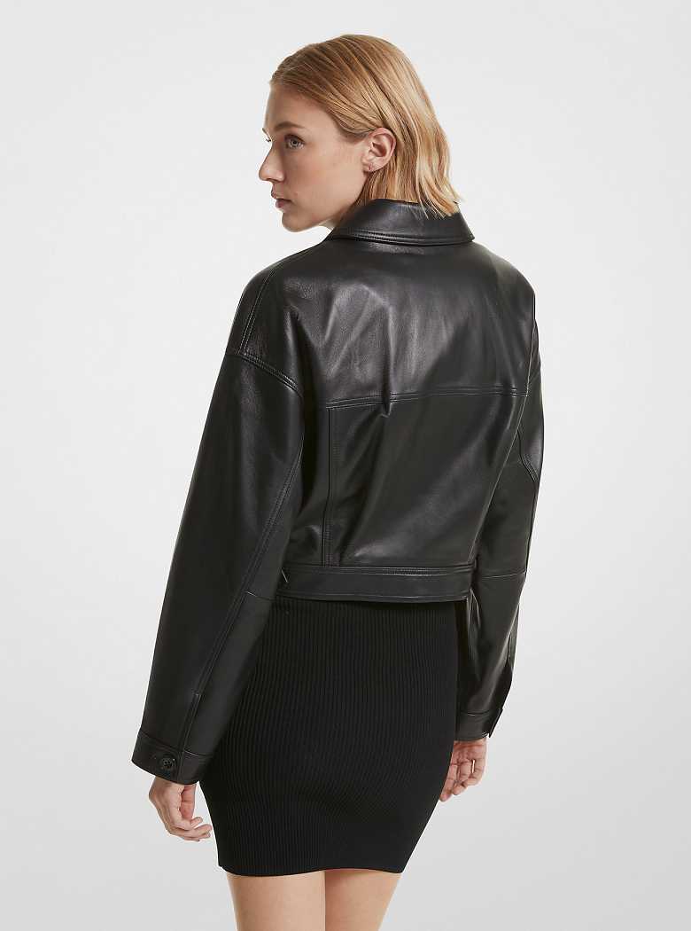 Michaelkors Leather Cropped Pretas | SN-MK26573