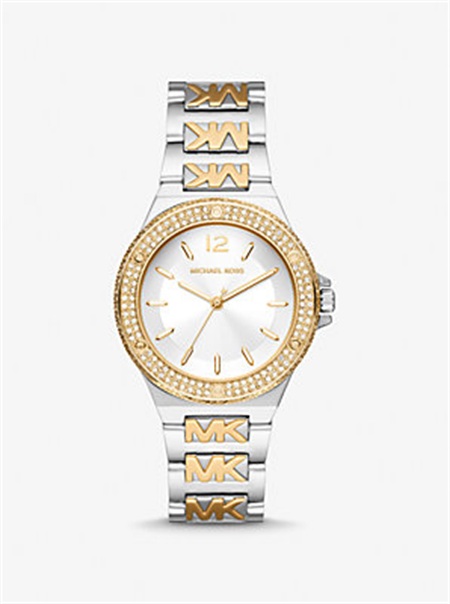 Michaelkors Lennox Pavé Two-Tone Logo Watch Tortoise | SN-MK28343
