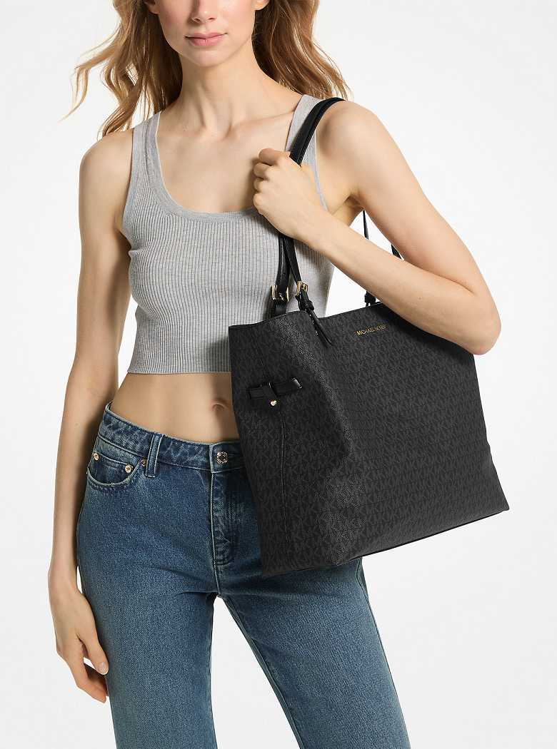 Michaelkors Lenox Large Signature Logo Pretas | SN-MK26878