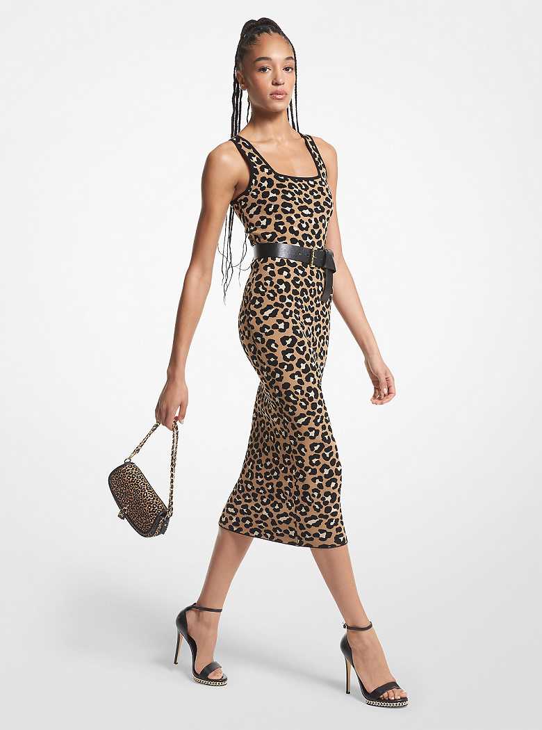 Michaelkors Leopard Jacquard Midi Marrom Escuro | SN-MK26778