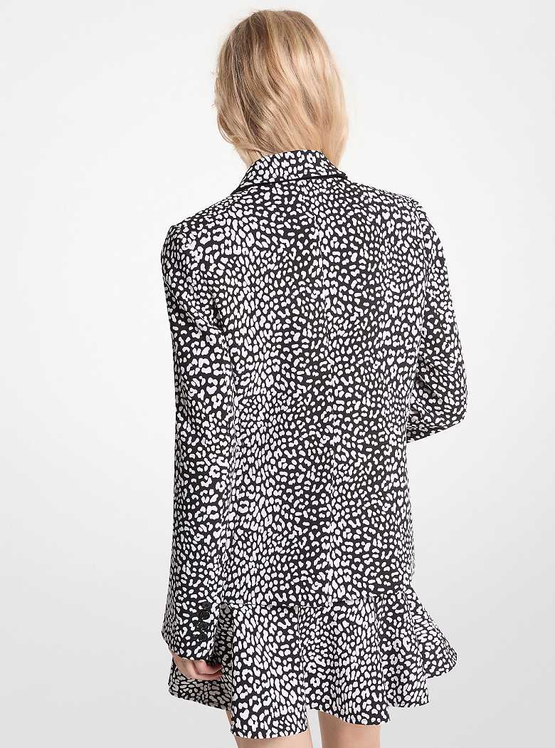 Michaelkors Leopard Print Stretch Crepe Pretas Branco | SN-MK26577