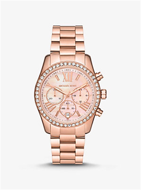 Michaelkors Lexington Pavé Rose Gold-Tone Watch Rosa Douradas | SN-MK28442