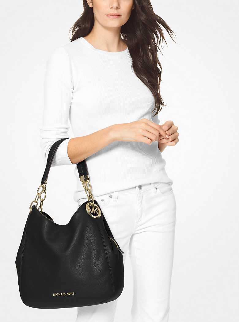Michaelkors Lillie Large Pebbled Leather Pretas | SN-MK27095