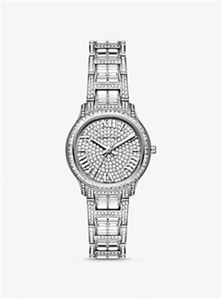 Michaelkors Limited-Edition Mini Sage Pavé Silver-Tone Watch Prateadas | SN-MK28309