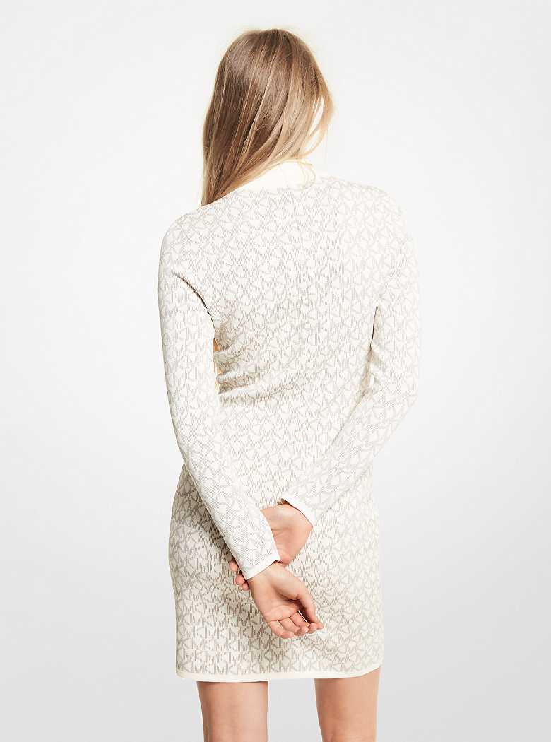 Michaelkors Logo Jacquard Mock Neck Bege | SN-MK26708