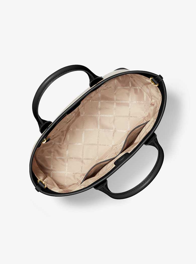 Michaelkors Luisa Medium Cotton Canvas Bege Pretas | SN-MK27350