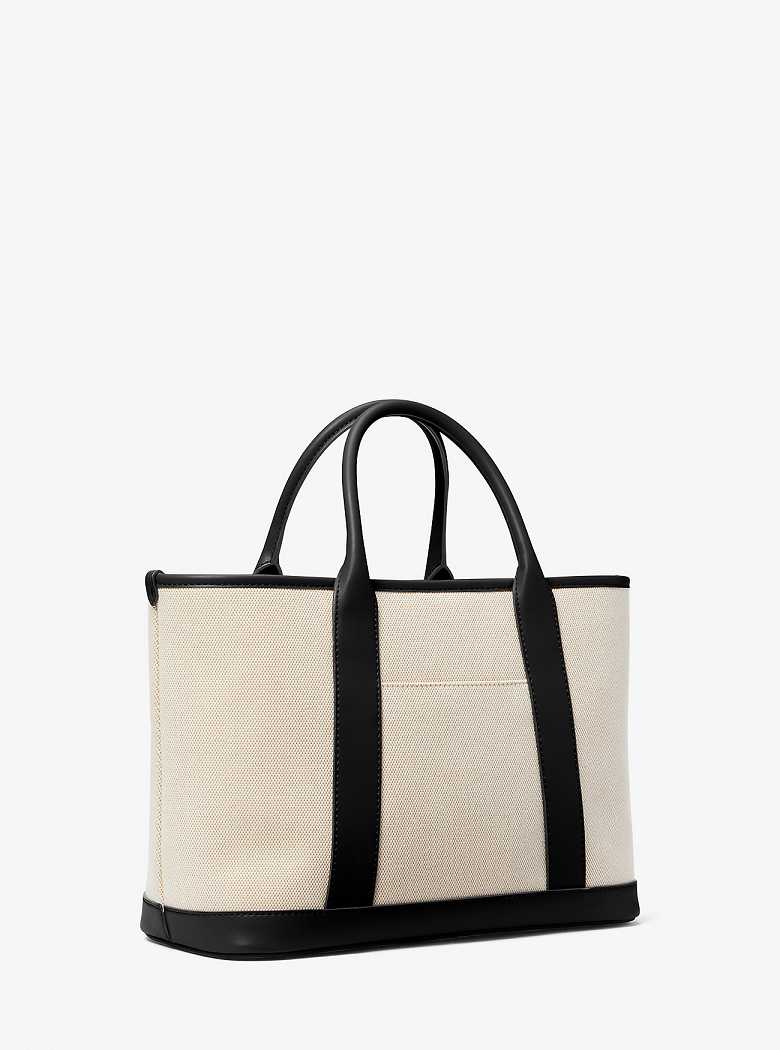 Michaelkors Luisa Medium Cotton Canvas Bege Pretas | SN-MK27350