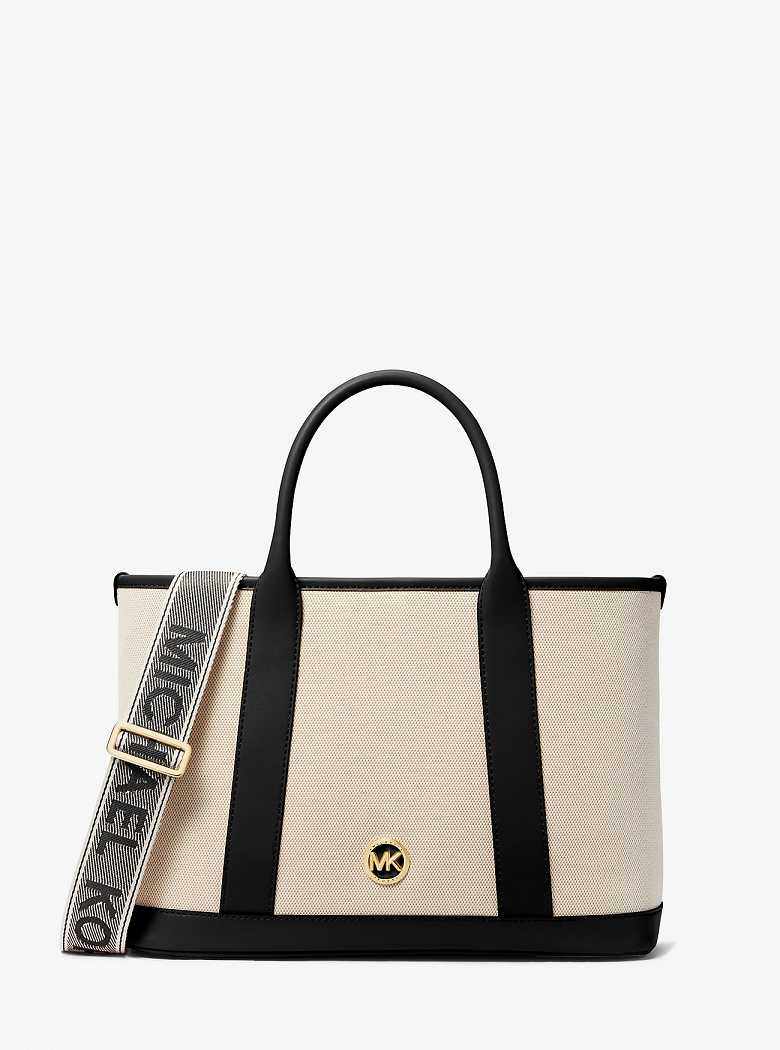 Michaelkors Luisa Medium Cotton Canvas Bege Pretas | SN-MK27350