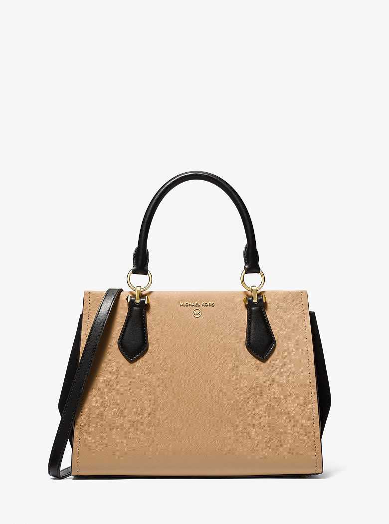 Michaelkors Marilyn Medium Two-Tone Saffiano Leather Pretas Marrom | SN-MK27365