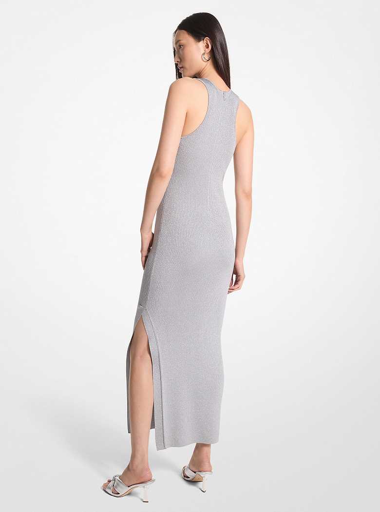 Michaelkors Metallic Stretch Knit Cutout Midi Prateadas | SN-MK26666