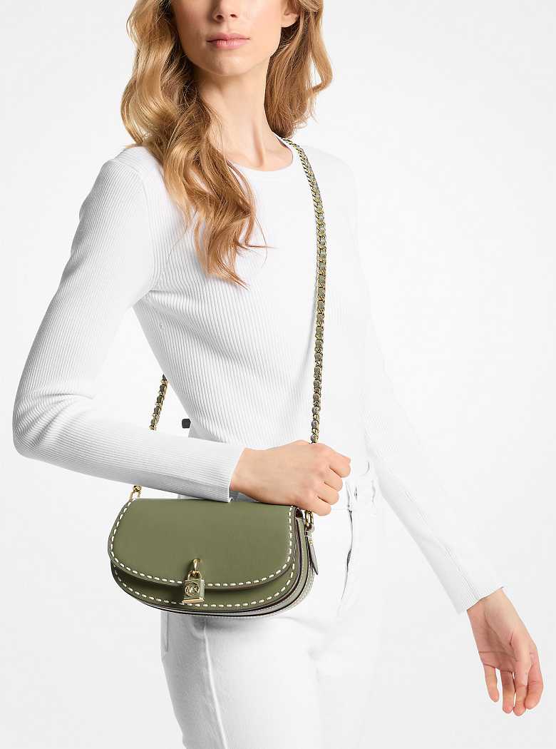 Michaelkors Mila Small Hand-Stitched Leather Verde Oliva | SN-MK27080