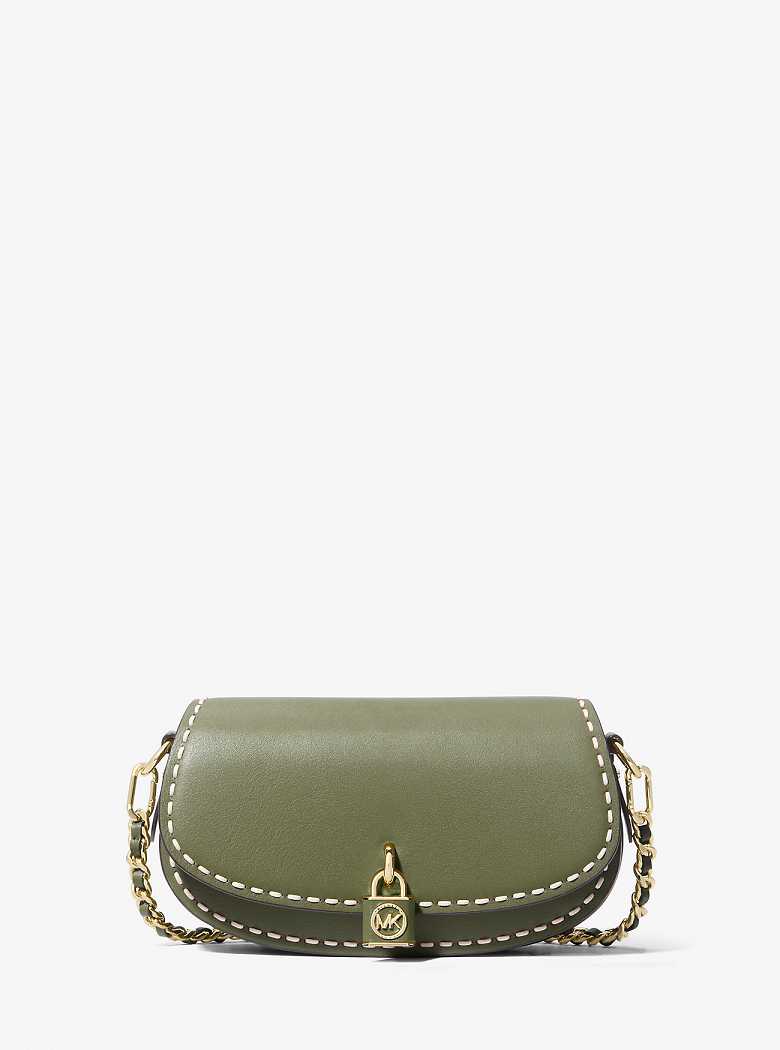 Michaelkors Mila Small Hand-Stitched Leather Verde Oliva | SN-MK27080