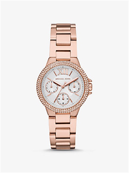 Michaelkors Mini Camille Pavé Rose Gold-Tone Watch Rosa Douradas | SN-MK28392