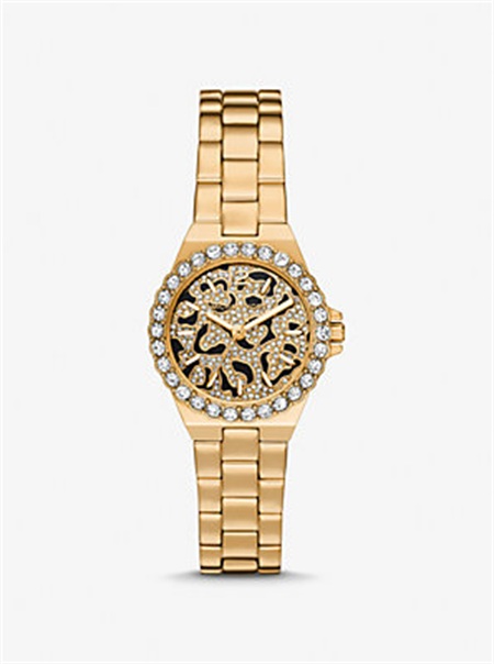 Michaelkors Mini Lennox Animal Pavé Gold-Tone Watch Douradas | SN-MK28365