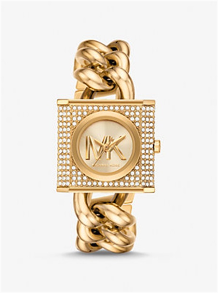 Michaelkors Mini Lock Pavé Gold-Tone Chain Watch Douradas | SN-MK28337