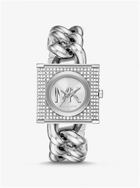 Michaelkors Mini Lock Pavé Silver-Tone Chain Watch Prateadas | SN-MK28368