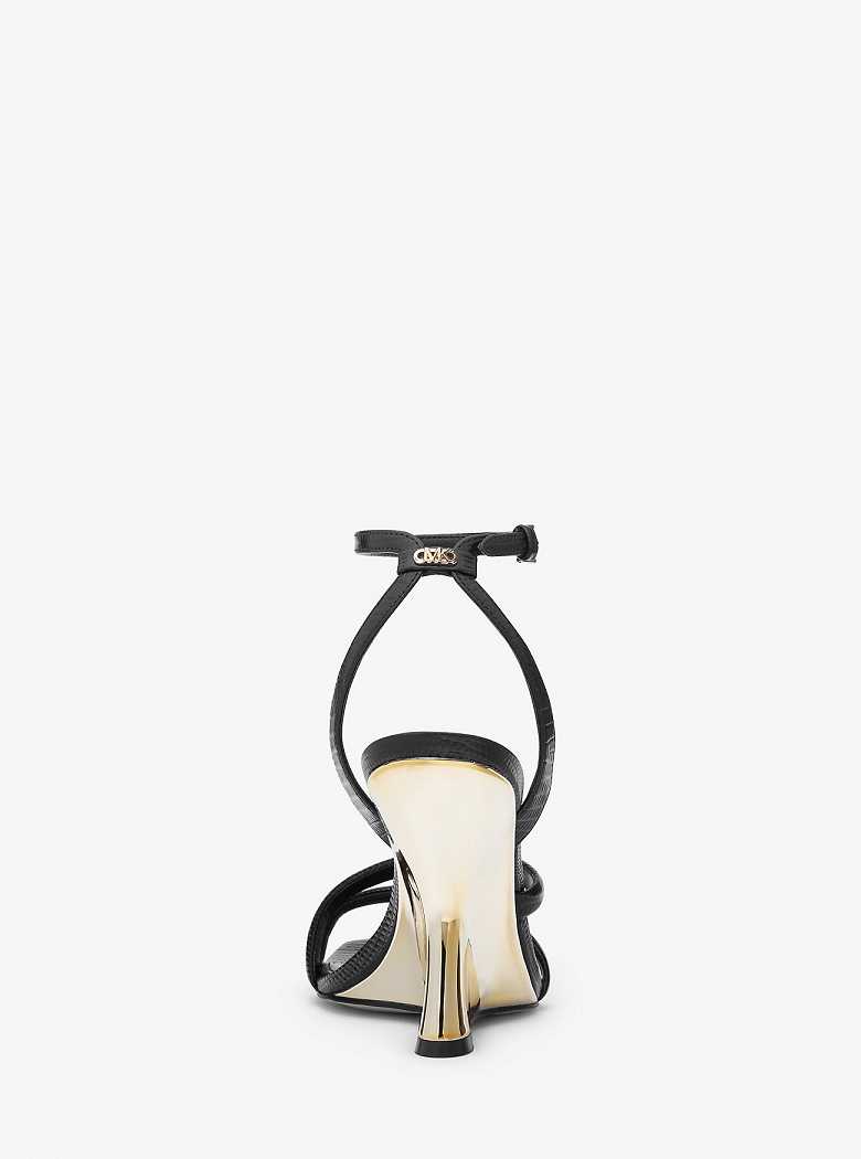 Michaelkors Nadina Lizard Embossed Leather Pretas | SN-MK27535