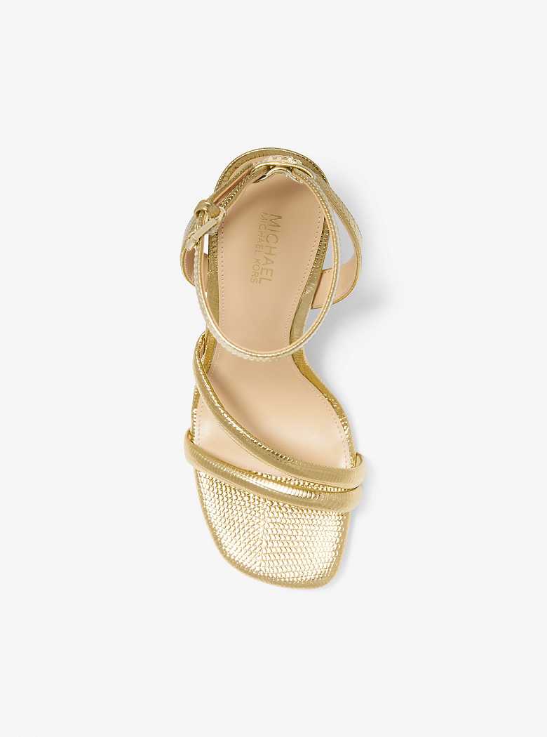 Michaelkors Nadina Metallic Lizard Embossed Leather Douradas | SN-MK27596