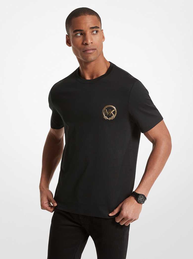 Michaelkors New Year Graphic Logo Cotton Jersey Pretas | SN-MK27985