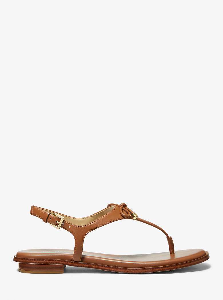 Michaelkors Nori Leather T-Strap Marrom | SN-MK27573