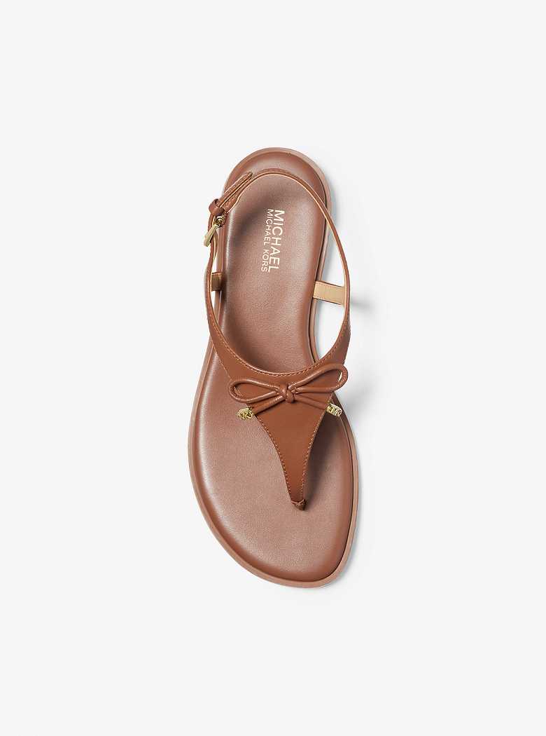 Michaelkors Nori Leather T-Strap Marrom | SN-MK27573