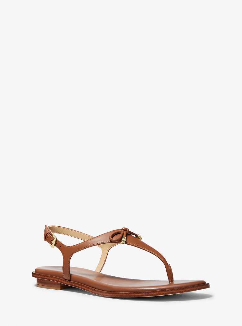 Michaelkors Nori Leather T-Strap Marrom | SN-MK27573