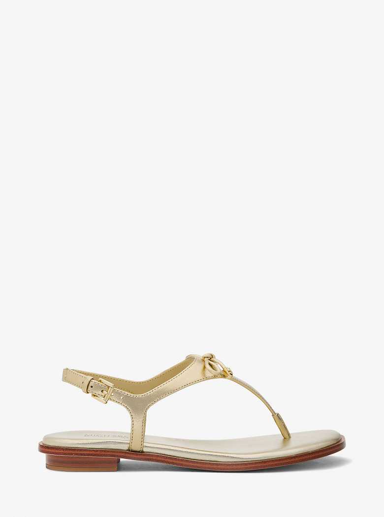 Michaelkors Nori Metallic Leather T-Strap Douradas | SN-MK27521