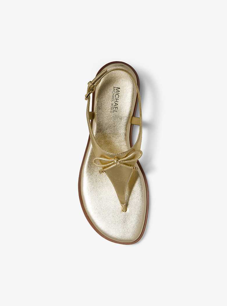 Michaelkors Nori Metallic Leather T-Strap Douradas | SN-MK27521