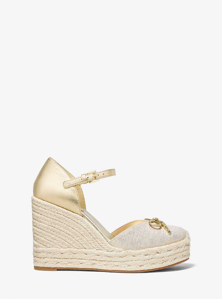 Michaelkors Nori Metallic Leather and Linen Douradas | SN-MK27613