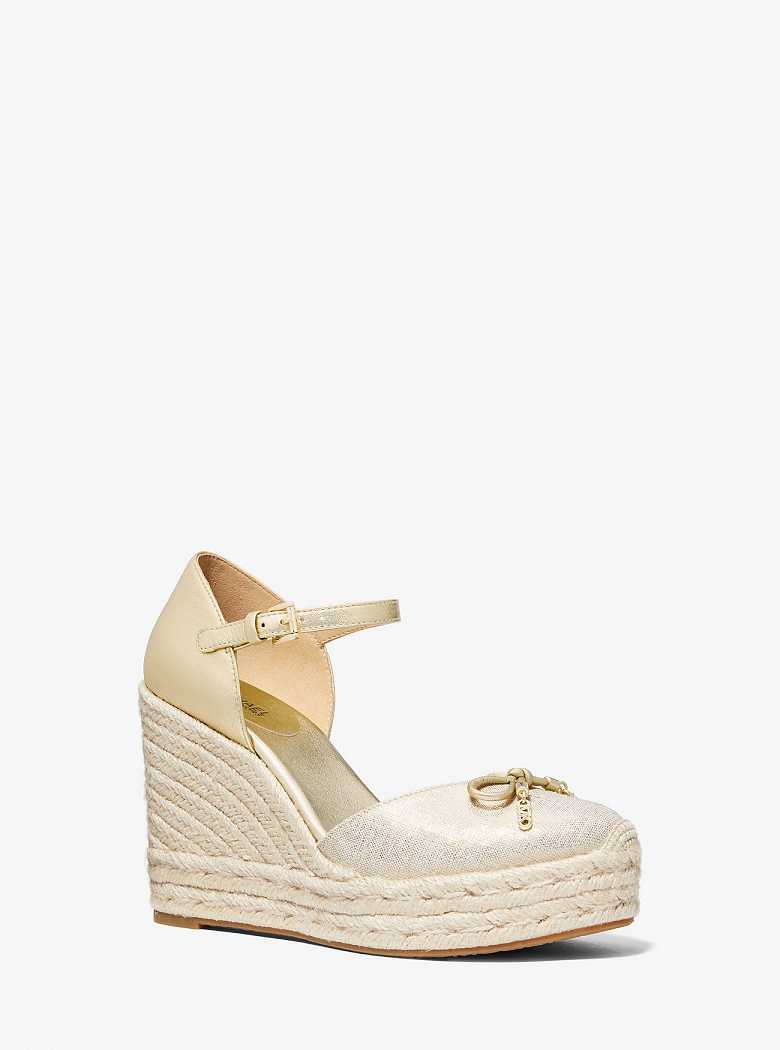 Michaelkors Nori Metallic Leather and Linen Douradas | SN-MK27613
