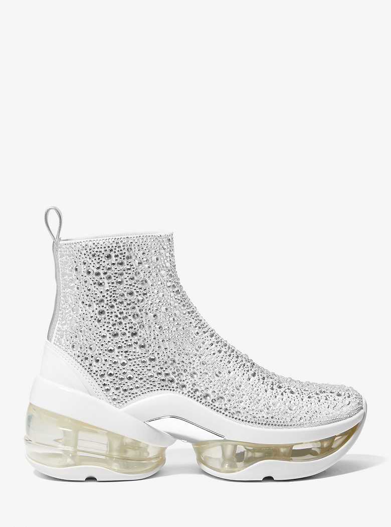 Michaelkors Olympia Extreme Embellished Knit Sock Prateadas | SN-MK27481