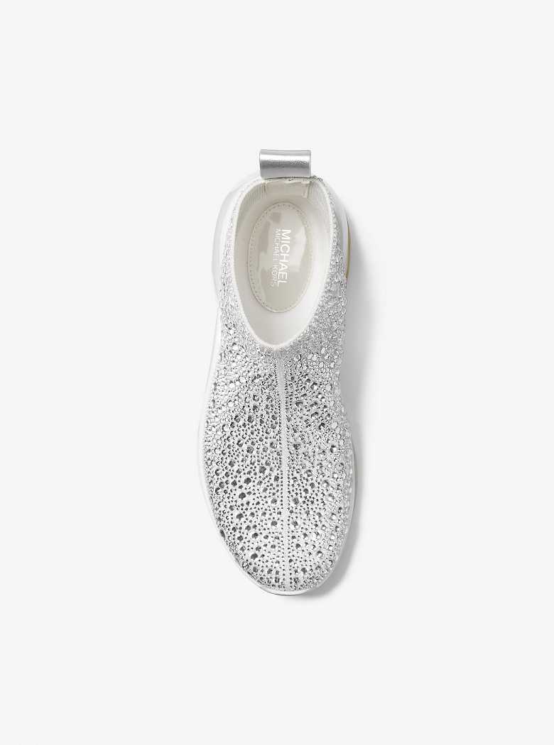 Michaelkors Olympia Extreme Embellished Knit Sock Prateadas | SN-MK27481