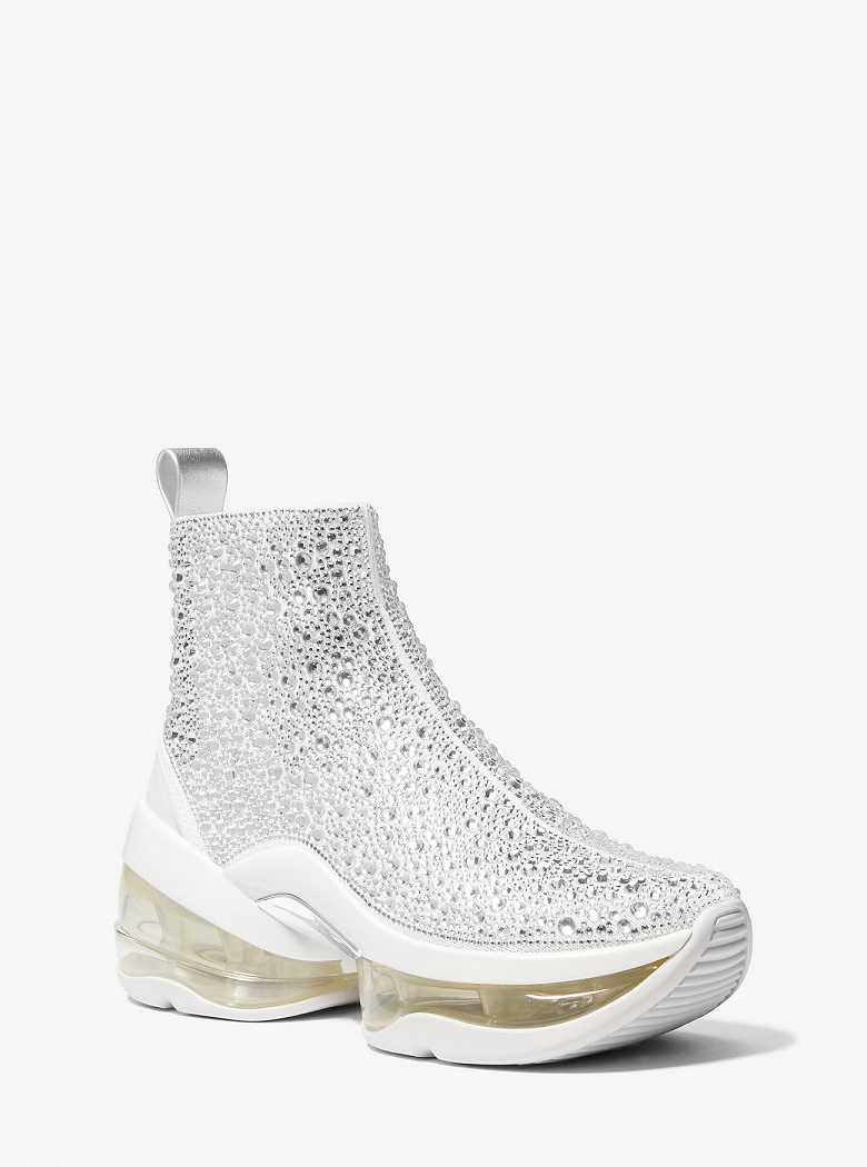 Michaelkors Olympia Extreme Embellished Knit Sock Prateadas | SN-MK27481